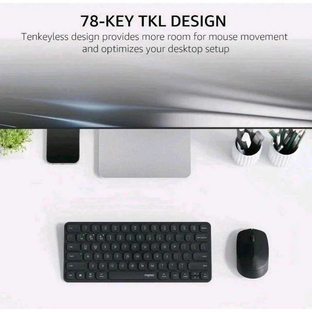 Rapoo 9010M Multi-Device Keyboard and Mouse Combo, 2.4GHz/Bluetooth 5.0/4.0 Wire